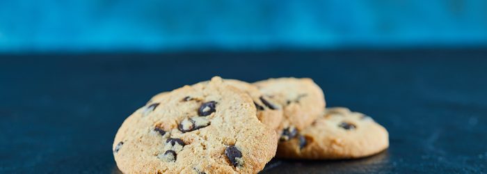 Chocolate chips cookies on a marble background. High quality photo