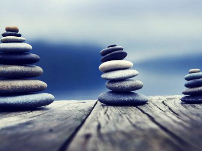 Stones Wooden Table Group of Objects Concept